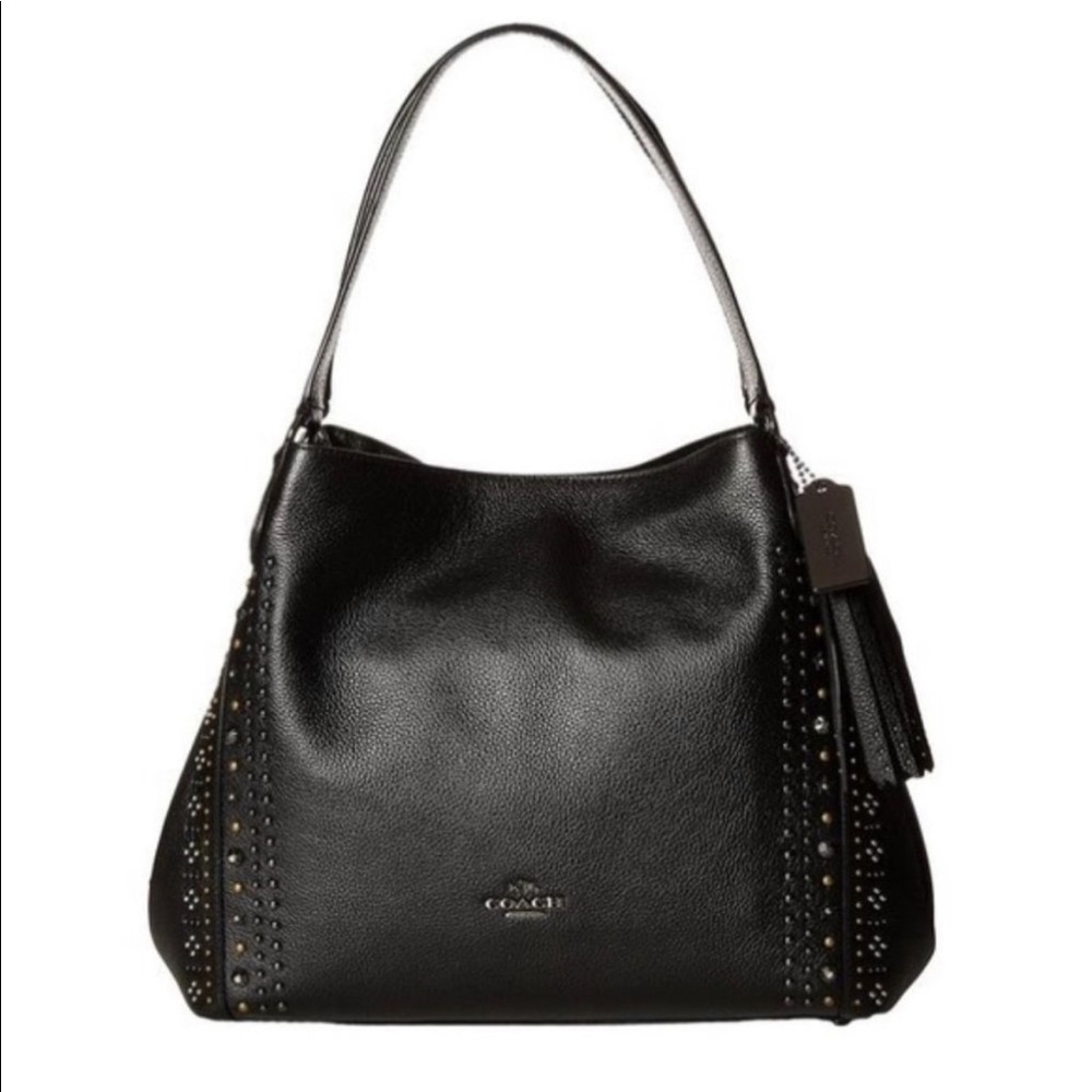 Coach Edie 31 Bandana Rivets Pebbled Leather Bag